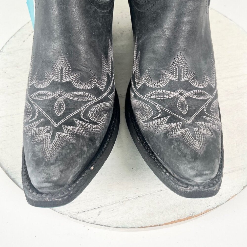 NEW Lane LEXINGTON Black Cowboy Boots Size 7.5 Short Leather Ankle Snip Toe Boot - Picture 6 of 10